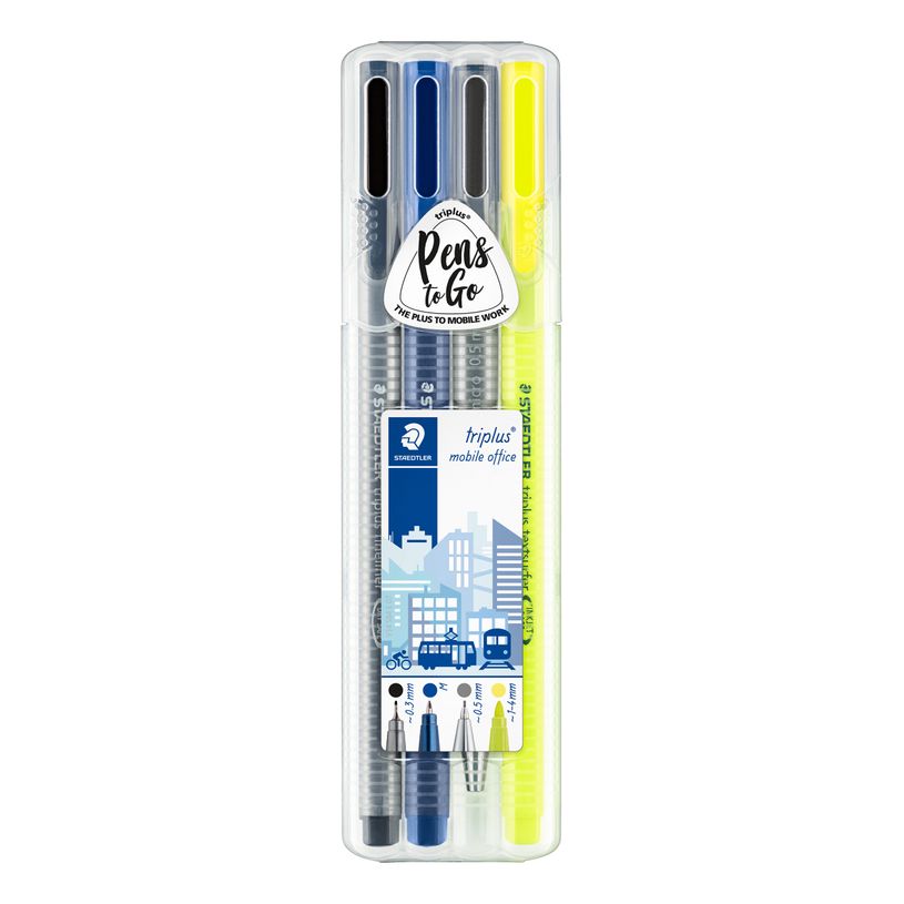 4007817340004-STAEDTLER triplus mobile office - Pack de Stylo à bille, Feutre fin, Surligneur et Crayon -P_79139688_1-0