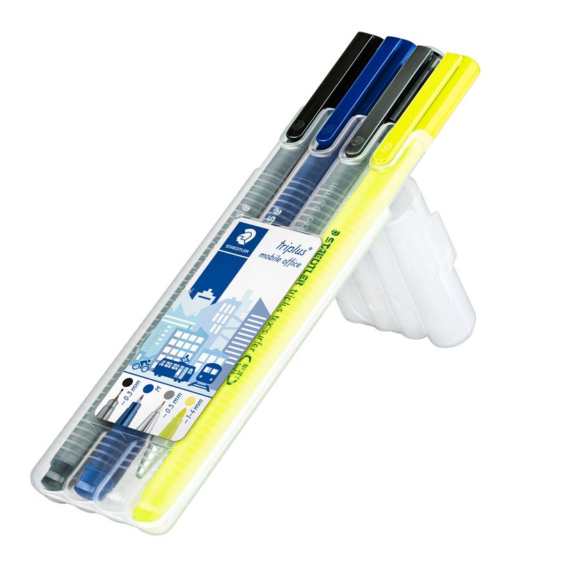 4007817340004-STAEDTLER triplus mobile office - Pack de Stylo à bille, Feutre fin, Surligneur et Crayon -P_79139688_2-1