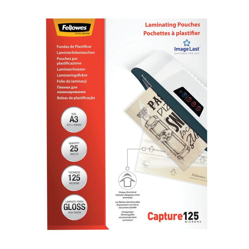 077511539657-Fellowes - 25 pochettes de plastification A3 (303 x 426 mm) - 125 microns - brillantes --0