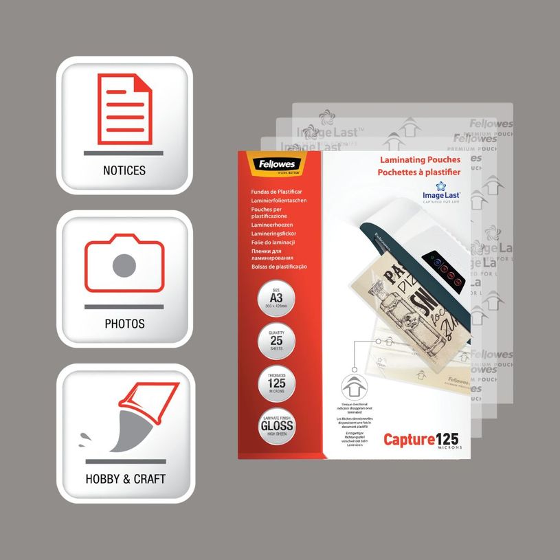 077511539657-Fellowes - 25 pochettes de plastification A3 (303 x 426 mm) - 125 microns - brillantes --4