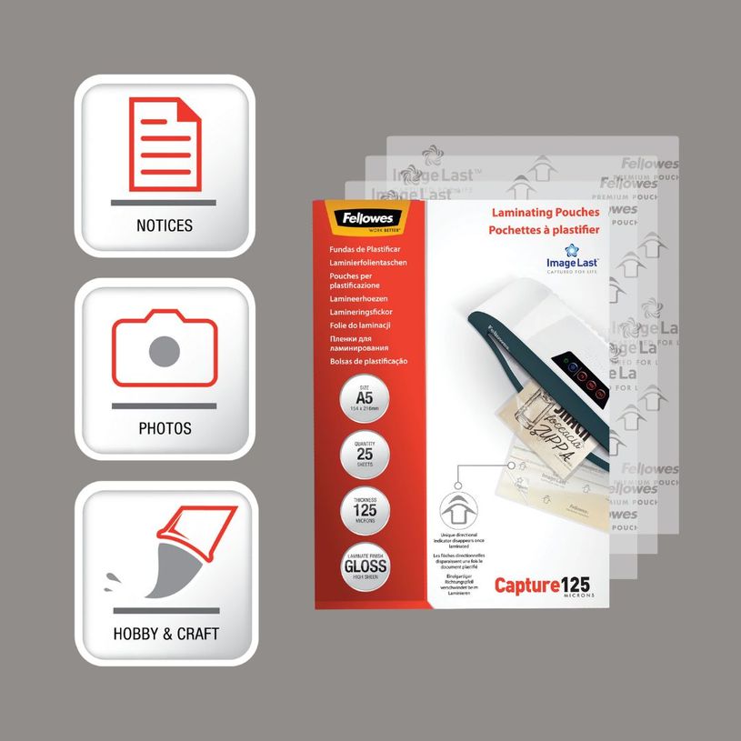 077511539619-Fellowes - 25 pochettes de plastification A5 (154 x 216 mm) - 125 microns - brillantes --4