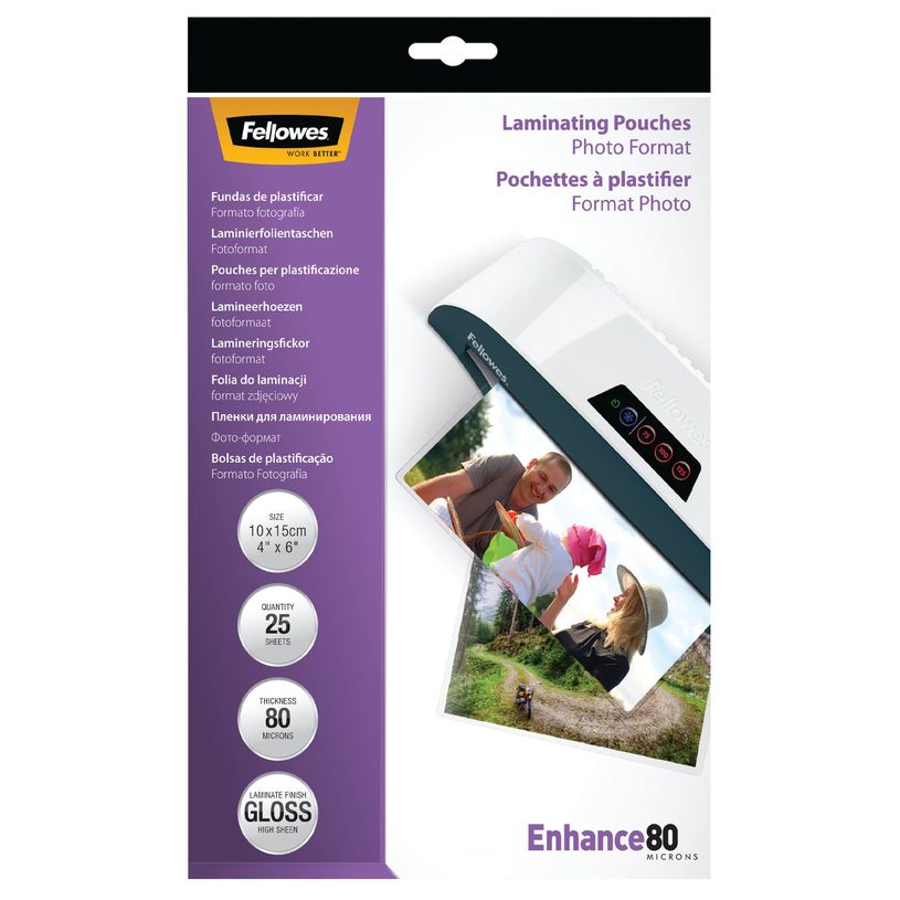 077511544064-Fellowes - 25 pochettes de plastification photo (108 x 159 mm) - 80 microns - brillantes -P_79140739_1-0