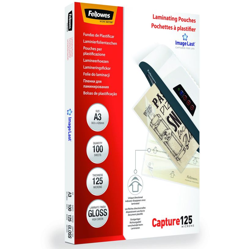 0077511530753-Fellowes - 100 pochettes de plastification A3 (303 x 426 mm) - 125 microns - brillantes -P_79140740_5-1