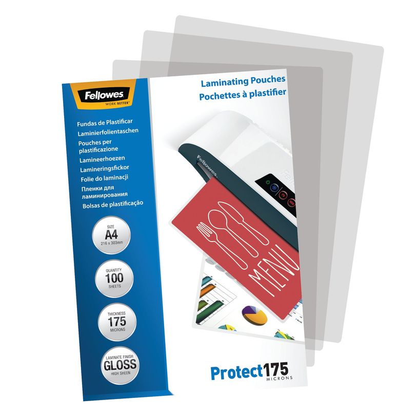 0077511530876-Fellowes - 100 pochettes de plastification A4 (216 x 303 mm) - 175 microns - brillantes -P_79140743_2-1