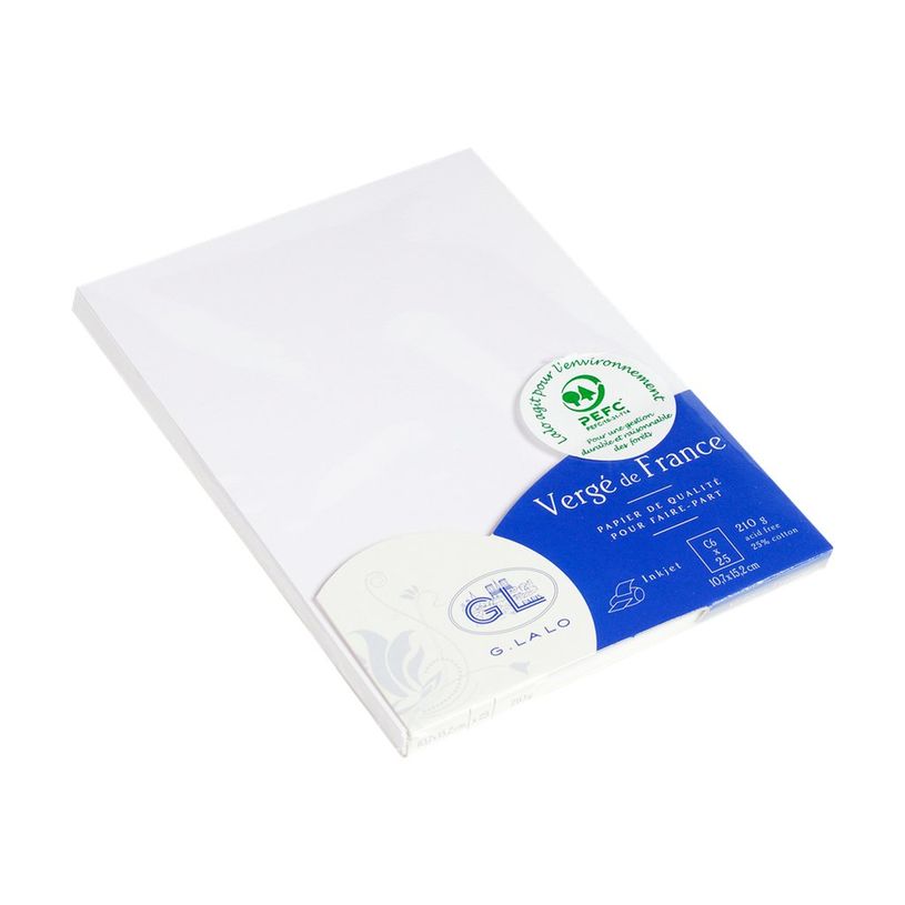 3140290168503-G.LALO Vergé de France - 25 Cartes en papier vergé - 107 x 152 mm - blanc extra-P_79140760_1-0