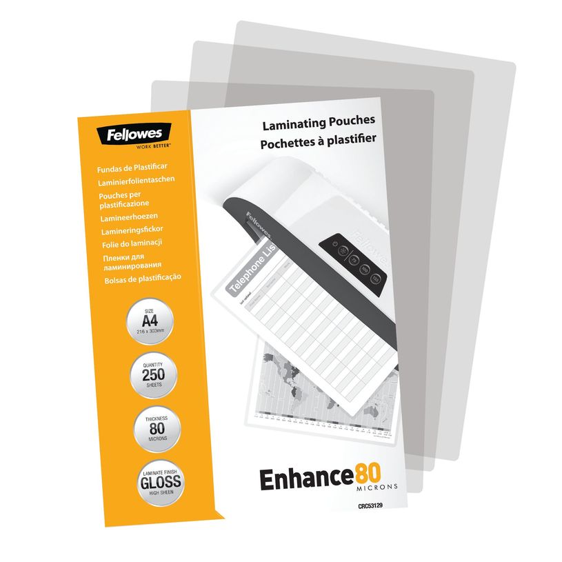 043859521838-Fellowes - 250 pochettes de plastification A4 (216 x 303 mm) - 80 microns - brillantes-P_79140973_1-0