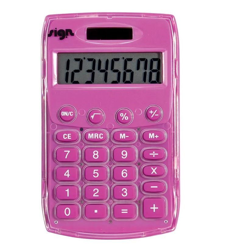 3173740177626-Carpentras Sign - Calculatrice de poche rose - 8 chiffres - solaire--0