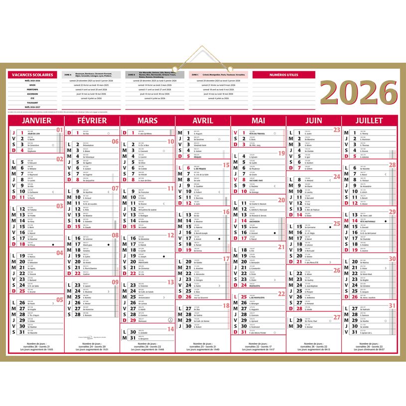 3592930026566-Calendrier bancaire année civile BOUCHUT "Quarantor" 40,5 x 55 cm Pefc 70 %--0