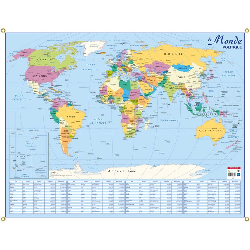 3592930003758-Carte murale souple pelliculée effaçable BOUCHUT "Monde Politique" 66 x 84,5 cm Pefc 70 %--0
