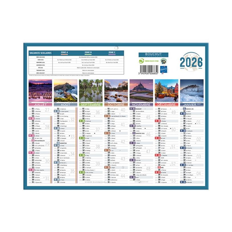 3592930028973-Calendrier bancaire illustré année civile BOUCHUT "Planète Mini" 21 x 26,5 cm Pefc 70 %-P_79142638_1-2