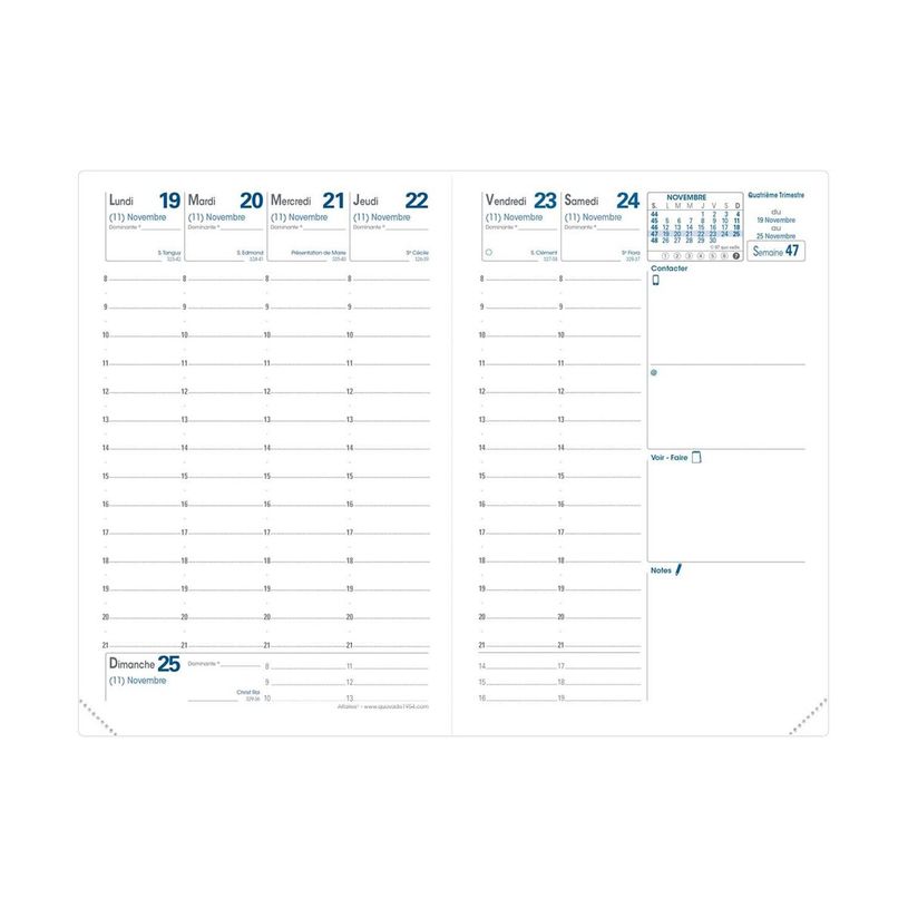 3371010121021-Quo Vadis - Agenda avec répertoire - Affaires - Semainier Planning - Français - Club - Rouge - 14 mois de décembre à janvier - 10x15 cm - Papier Clairefontaine b-P_79143072_4-3