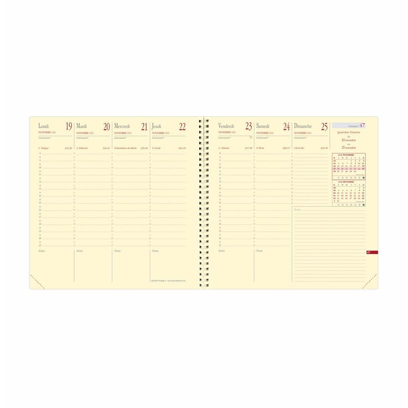 3371010199587-Quo Vadis - Agenda - Spiralé avec répertoire - Exécutif Prestige S - Semainier Planning - Français - Soho - Noir - 14 mois de décembre à j--1