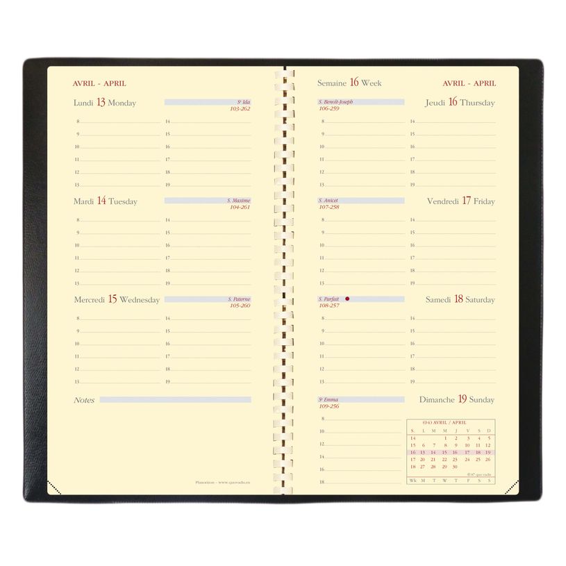 3371010191758-Agenda de poche spiralé Soho Planorizon - 1 semaine sur 2 pages - 8,8 x 17 cm - noir - Quo-P_79143175_3-1