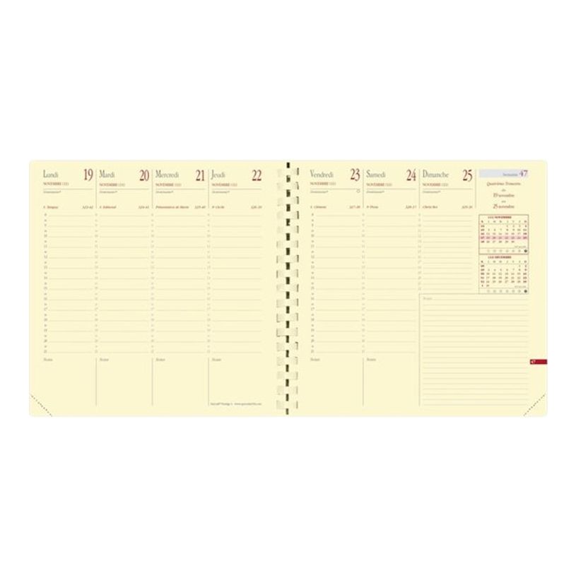 3371010199587-Quo Vadis - Agenda - Spiralé avec répertoire - Exécutif Prestige S - Semainier Planning - Français - Soho - Noir - 14 mois de d