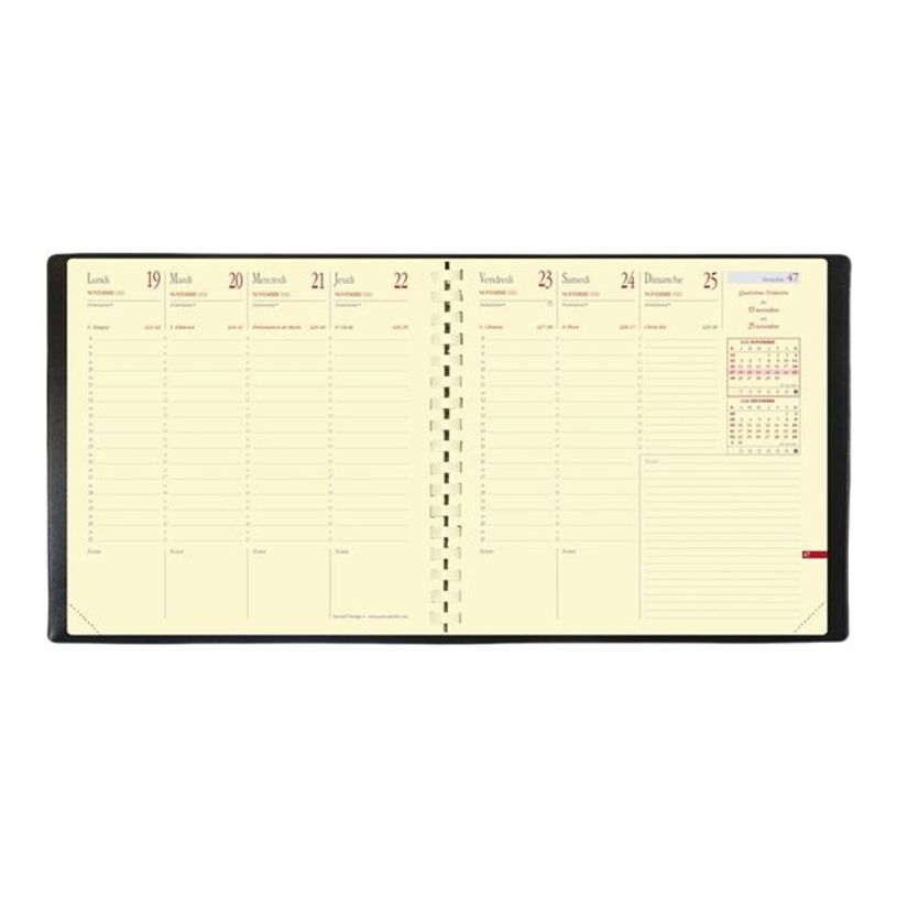 3371010199587-Quo Vadis - Agenda - Spiralé avec répertoire - Exécutif Prestige S - Semainier Planning - Français - Soho - Noir - 14 mois de d