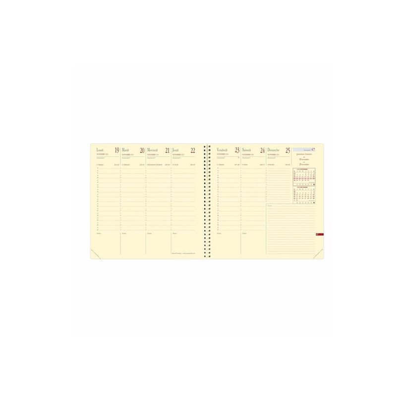 3371010199587-Quo Vadis - Agenda - Spiralé avec répertoire - Exécutif Prestige S - Semainier Planning - Français - Soho - Noir - 14 mois de d