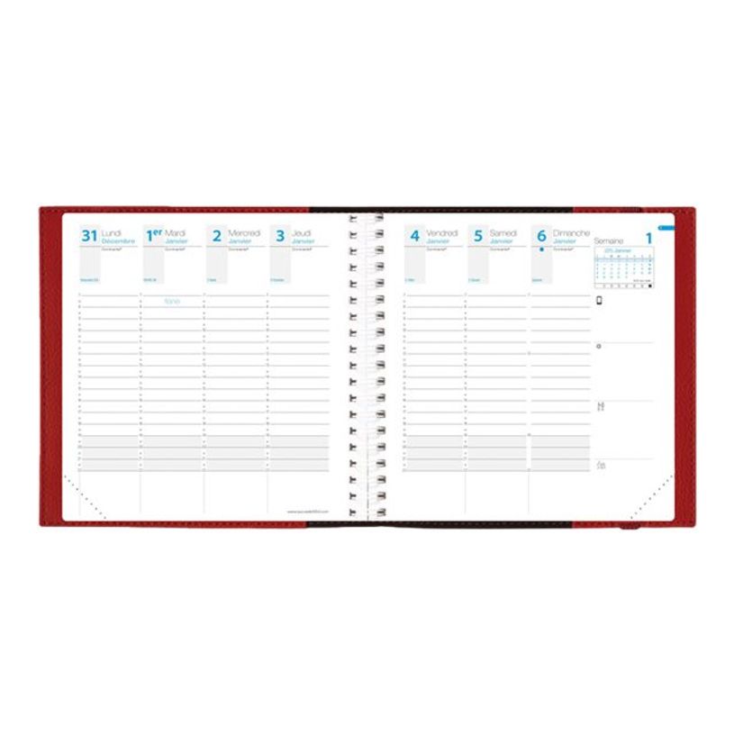 3371010275519-Agenda spiralé à élastique Time & Life Medium - 1 semaine sur 2 pages - 16 x 16 cm - rou-P_79143187_1-1