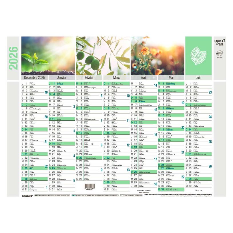 3371010274864-Quo Vadis Equology - Calendrier recyclé 7 mois par face - 40,5 x 55 cm--0