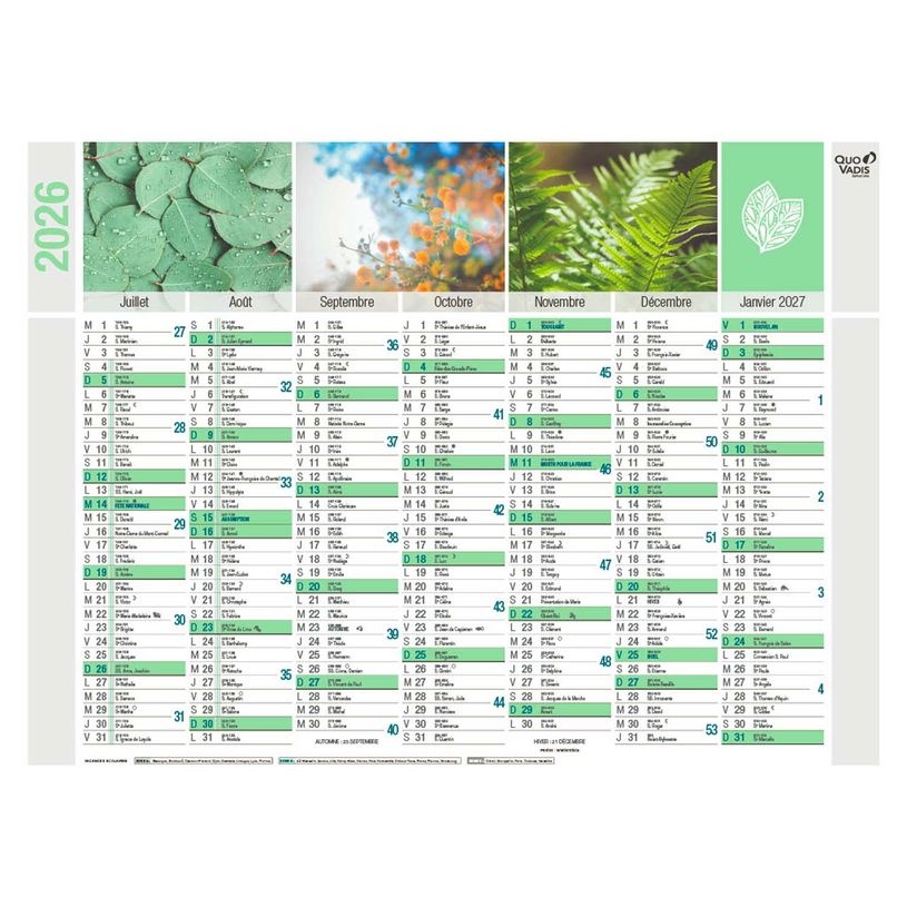 3371010274864-Quo Vadis Equology - Calendrier recyclé 7 mois par face - 40,5 x 55 cm--1