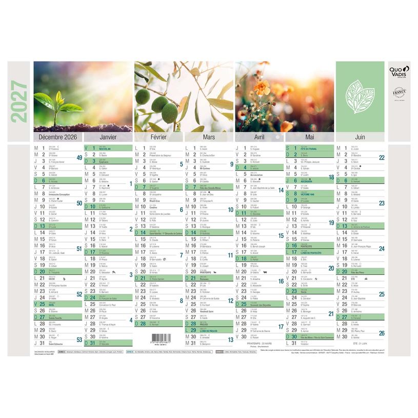 3371010274871-Quo Vadis Equology - Calendrier recyclé 7 mois par face - 40,5 x 55 cm--2