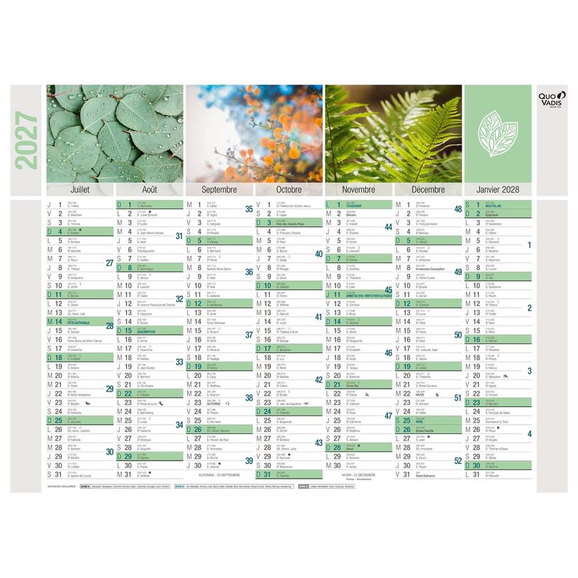 3371010274871-Quo Vadis Equology - Calendrier recyclé 7 mois par face - 40,5 x 55 cm--3
