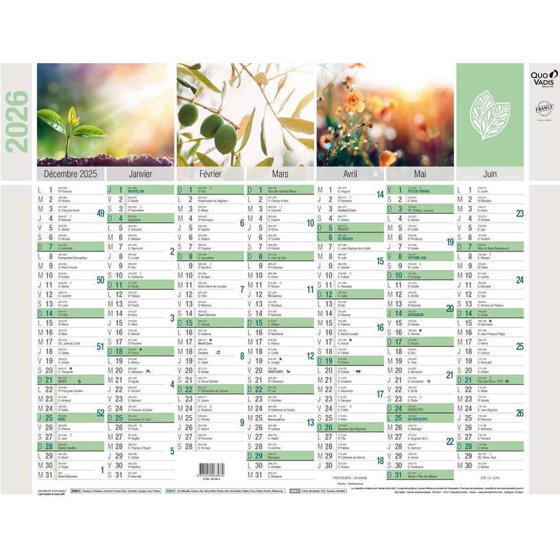 3371010263967-Quo Vadis Equology - Calendrier recyclé 7 mois par face - 33,5 x 43 cm--0