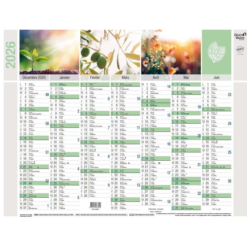 3371010263950-Quo Vadis Equology - Calendrier recyclé 7 mois par face - 27 x 21 cm--0