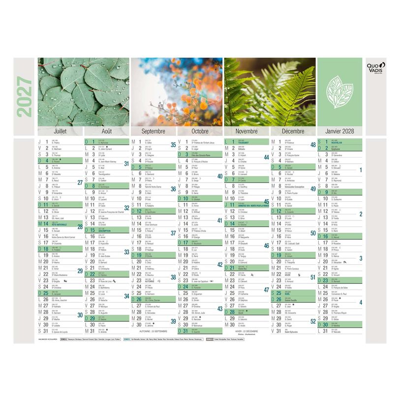 3371010263950-Quo Vadis - Calendrier mural - Français - Equology - § - 14 mois de décembre à janvier - 27x21 cm - Papier Clairefontaine recyclé - Fabri--1