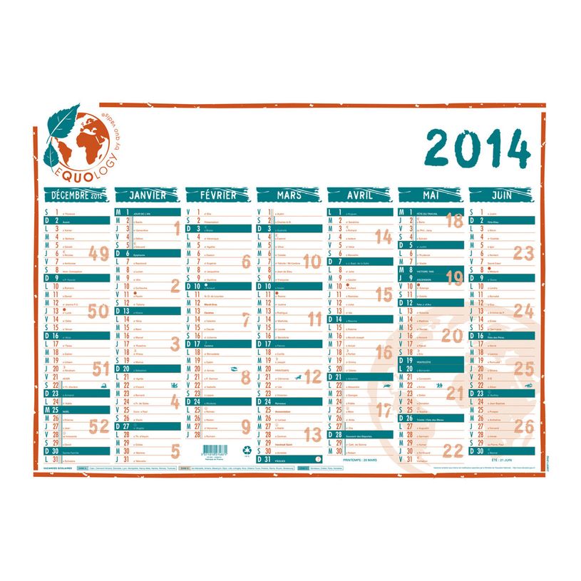 3371010274871-Quo Vadis - Calendrier mural - Français - Equology - § - 14 mois de décembre à janvier - 55x40,5 cm - Papier Clairefontaine recy-P_79143203_3-2