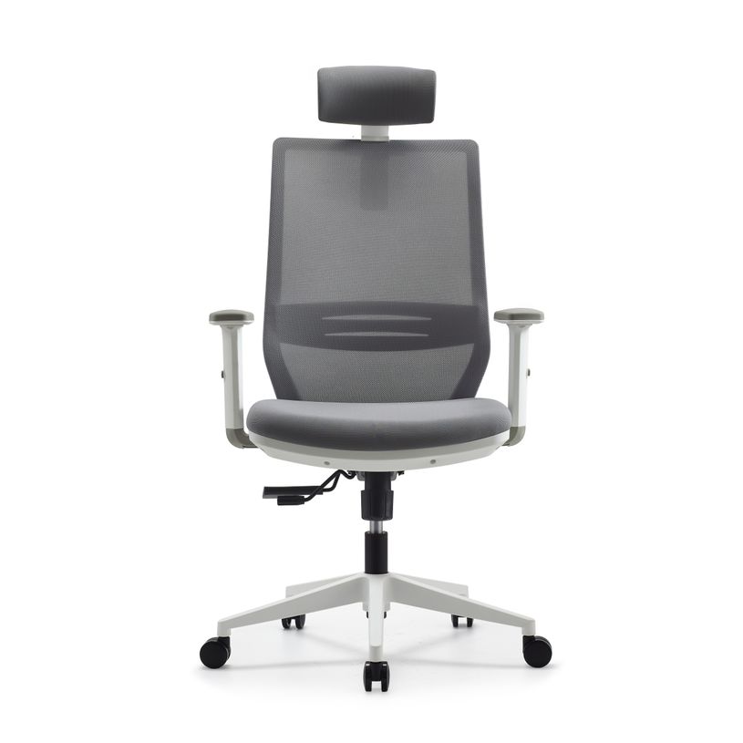 3760185022293-Fauteuil de bureau TECSY - accoudoirs réglables - Appui-tête réglable - base blanche - g-P_79144140_4-3