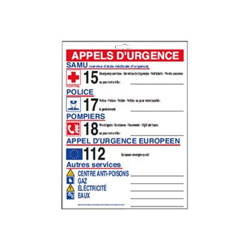 0400791442087-Pickup - Affiche de sécurité : Appels d'urgence - 22,5 x 30 cm-P_79144208_1-0