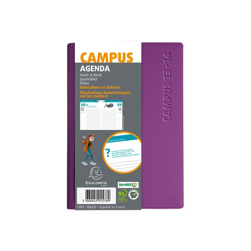 3660942015752-Agenda Campus - 1 jour par page - 12 x 17 cm - disponible dans différentes couleurs - Exa-P_79144283_14-8