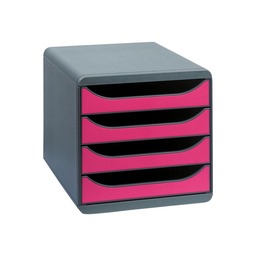 9002493420038-Exacompta BigBox - Module de classement 4 tiroirs - gris/framboise-P_79144681_1-0