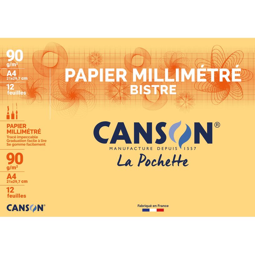 3148950671158-Canson - Pochette papier à dessin millimétré - 12 feuilles - A4 - 90 gr-P_79144695_2-0