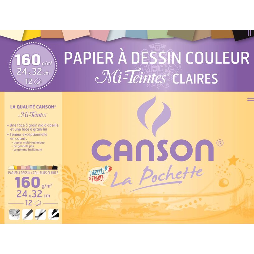 3148953171013-Canson - Pochette papier à dessin couleur - 12 feuilles - 24 x 32 cm - 160 gr - mi-teintes-P_79144696_1-0