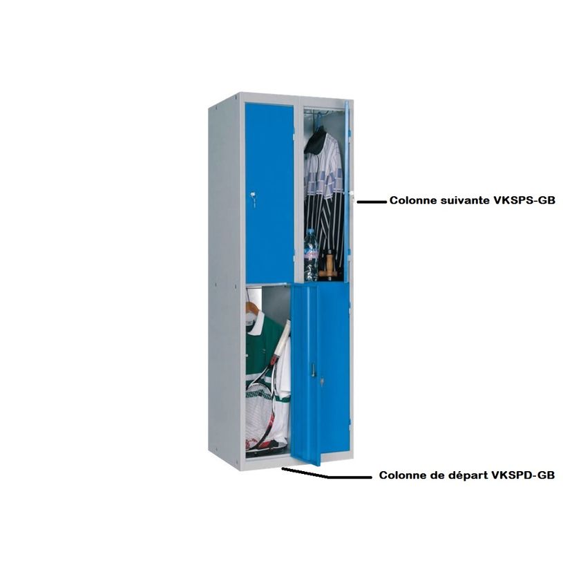 0000791451357-Vestiaire 2 casiers (à monter) - colonne suivante - H180 x L30 x P51,5 cm - gris/bleu-P_79145135_2-1