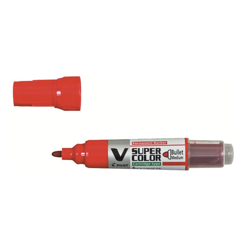 4902505356995-Pilot V SUPER COLOR - Marqueur permanent rechargeable - pointe ogive - rouge-P_79145652_2-1