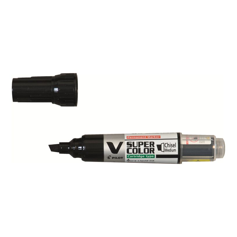 4902505357145-Pilot V SUPER COLOR - Marqueur permanent rechargeable - pointe biseau - noir-P_79145657_1-0