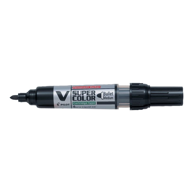 4902505357145-Pilot V SUPER COLOR - Marqueur permanent rechargeable - pointe biseau - noir-P_79145657_2-1
