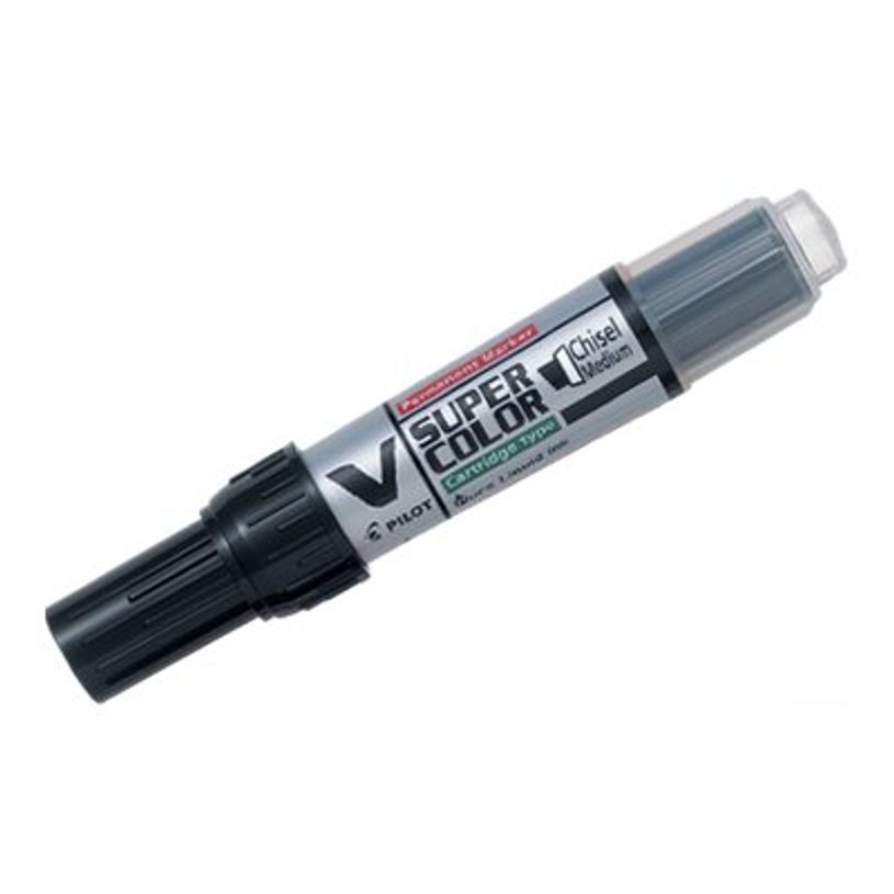 4902505357145-Pilot V SUPER COLOR - Marqueur permanent rechargeable - pointe biseau - noir-P_79145657_3-2