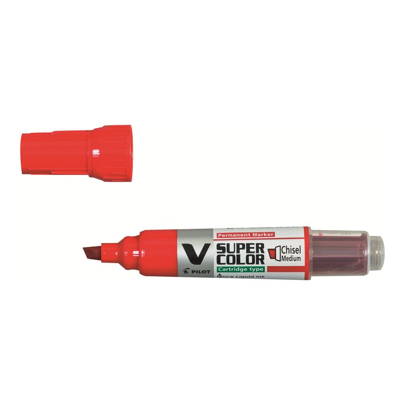 4902505357152-Pilot V SUPER COLOR - Marqueur permanent rechargeable - pointe biseau - rouge-P_79145658_1-0