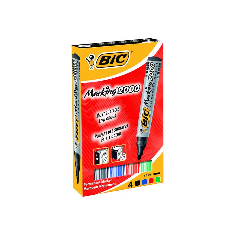 3086120120047-BIC MARKING 2000 - Pack de 4 marqueurs permanents - pointe ogive - couleurs assorties-P_79145731_1-6