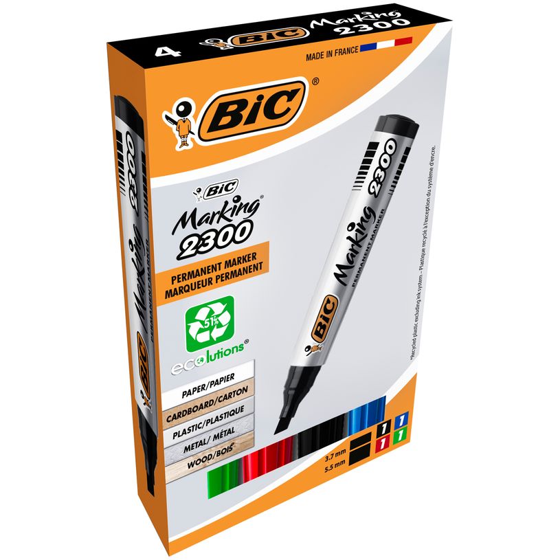 3086120123048-BIC MARKING 2300 - Pack de 4 marqueurs permanents - pointe biseau - couleurs assorties-P_79145735_2-0