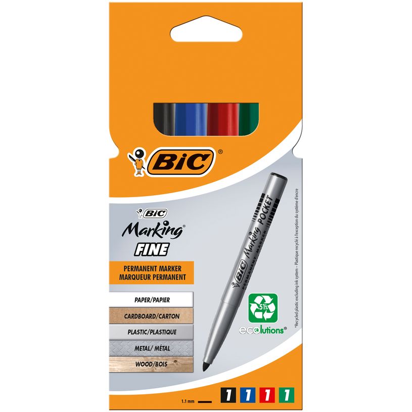 3086120014445-BIC MARKING Pocket 1445 - Pack de 4 marqueurs permanents - pointe ogive - couleurs assortie-P_79145736_1-0