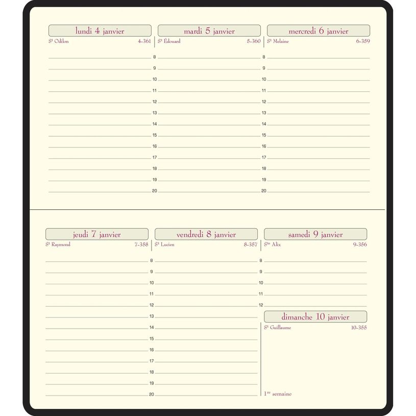 3660942001939-Agenda de poche Barbara Temporel 16 - 1 semaine sur 2 pages - 8,5 x 16 cm - disponible dans différentes cou--3