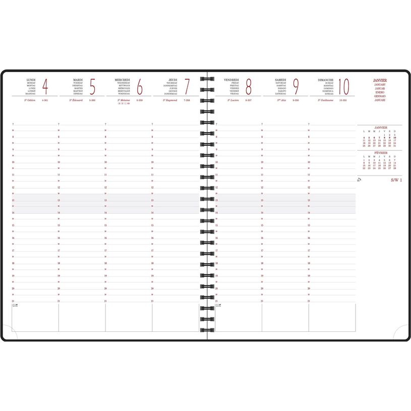 3660942017244-Agenda spiralé Forever Eurotime 27W - 1 semaine sur 2 pages - 21 x 27 cm - disponible dans différentes cou--2