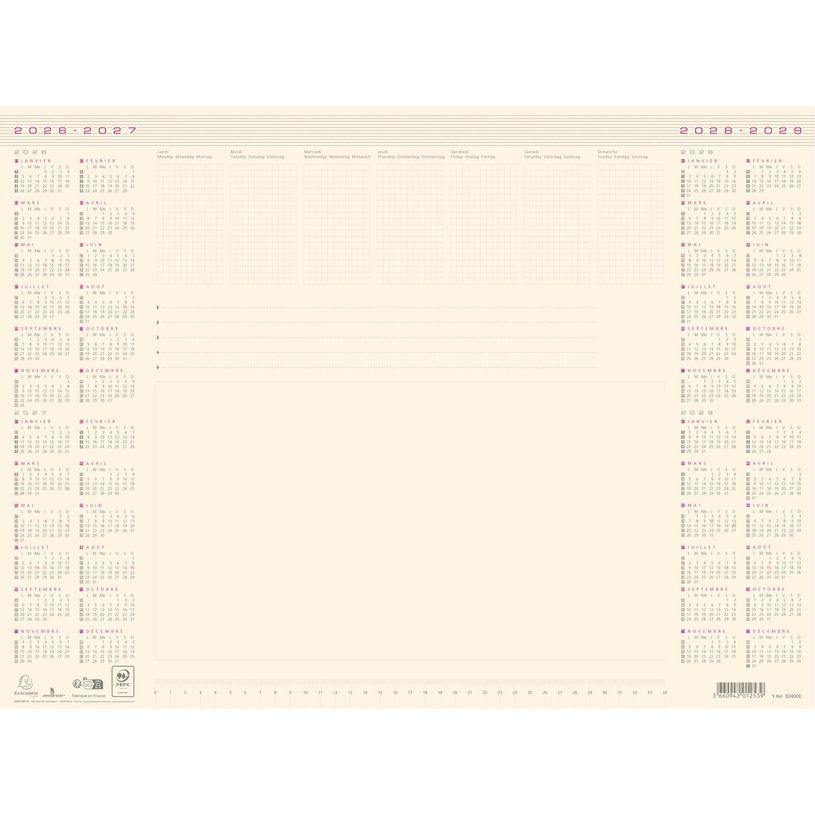 3660942012539-Sous main calendrier 4 années - 25 feuilles papier - 54 x 40 cm - Exacompta--0