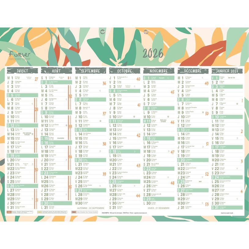 3660942016506-Calendrier recyclé Forever 7 mois par face - 33,5 x 43 cm - Exacompta--1
