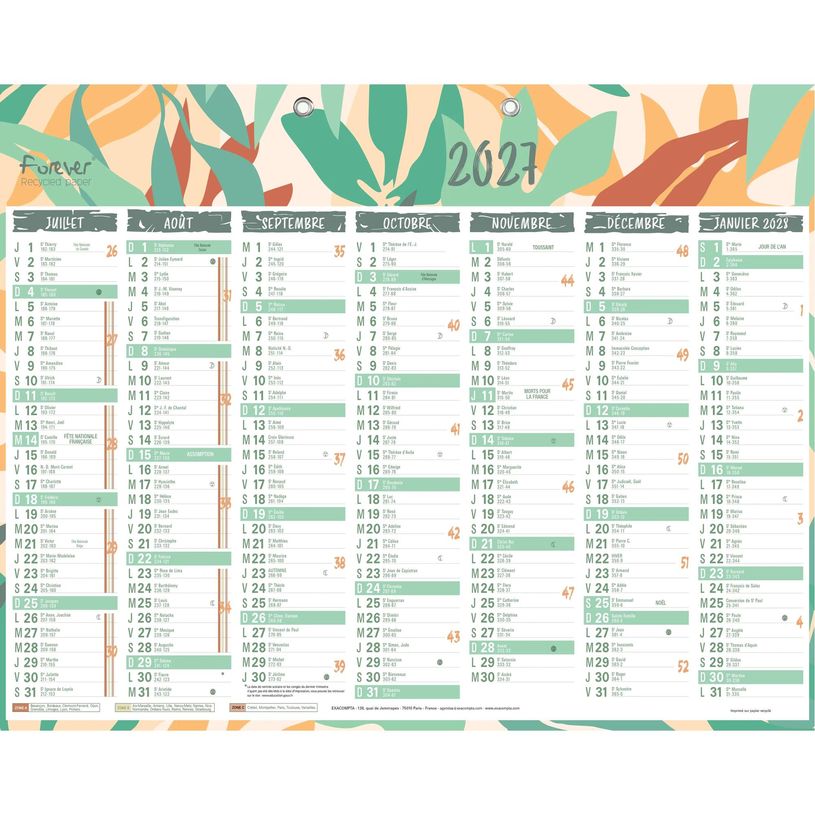 3660942016506-Calendrier recyclé Forever - 7 mois par face - 43 x 33,5 cm - Exacompta--1