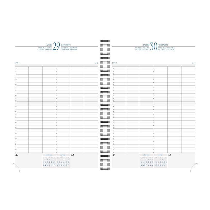 3660942001465-Agenda spiralé Time 29W - 1 jour par page - 21 x 29,7 cm - toile bordée - disponible dans diff-P_79146542_4-9